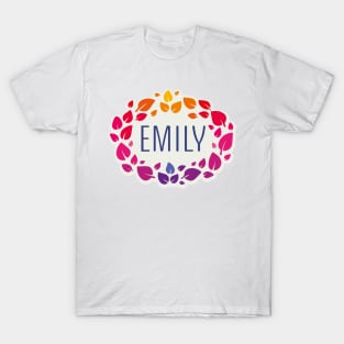 Emily name with colorful leaves T-Shirt